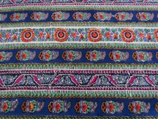 Silk Liberty of London Scarf Multicolor Floral Rows Blue Border England Vintage