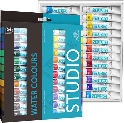 PHOENIX Watercolor Paint Set Tubes 24 X 12Ml / 0.4 Fl Oz Non-Toxic Water Color P - Picture 11 of 12