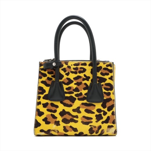 Prada Leopard Print Harako Leather 2 Way Shoulder Bag Diagonal Hand Women's Used - Picture 2 of 10