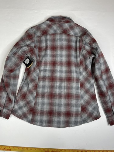 Noble Outfitters Jacket woman’s S Plaid Flannel Faux Fur Lined Rose & Gray NWT - Picture 2 of 8