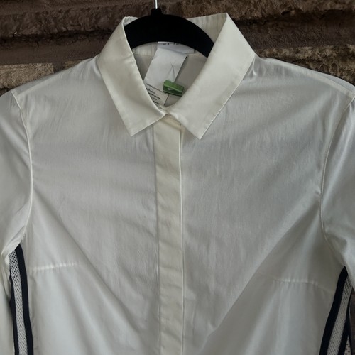 Akris Punto Ivory Button Front Shirt with Inset Mesh Panels Size 4 - Picture 8 of 10