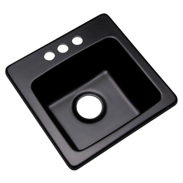 Mont Blanc Westminster Dual Mount Composite Granite 16 3 Hole Bar Sink In Black