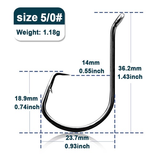 Saltwater Fishing Hooks Octopus Circle Hooks Offset Point Hook for Live Cut Bait - Picture 13 of 16