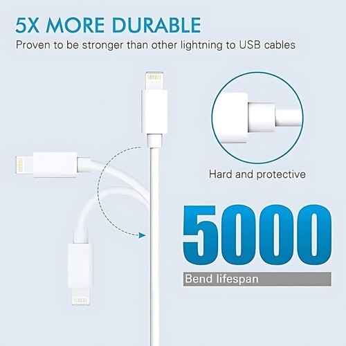 2M USB To iPhones White Super Quick Data & Charging Cable For iPhone/iPad - Picture 3 of 6