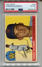 1955 Topps Baseball #124 Harmon Killebrew Rookie Card Graded PSA 6 Ex MINT