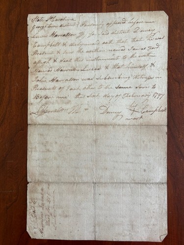 FIRMATO 1797 Liberty County Georgetown Dst CAROLINA DEL SUD Land Deed LUCAS Fordham - Foto 2 di 2
