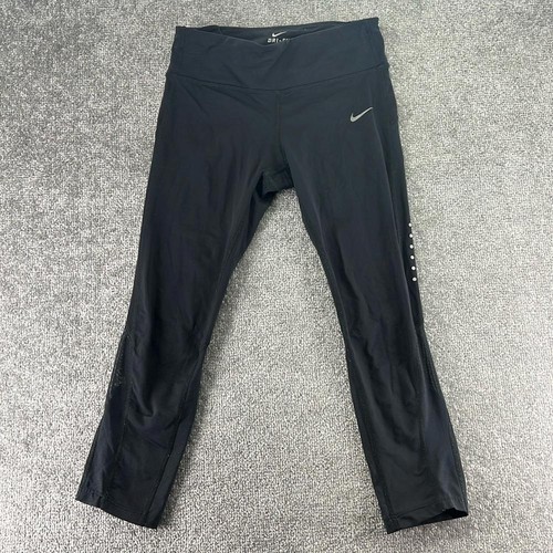 Nike Dri Fit Girls Leggings Black Size S Athletic Active Running Mesh Pants