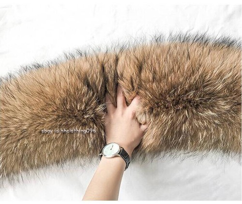 100 % echter Ussuri Waschbär Fellkragen Schal passend für Kapuzenjacke Mantel Parka - Bild 3 von 23