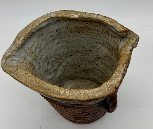 Vintage Handmade Decretive Clay Pot With Handles 8 X 7 X 6 1/2" - Picture 6 of 14
