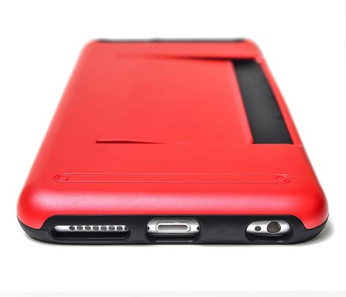 iPhone 6 + 6s plus Hybrid TPU + PC Case W/ Card Pocket - Black / Red - Picture 5 of 5