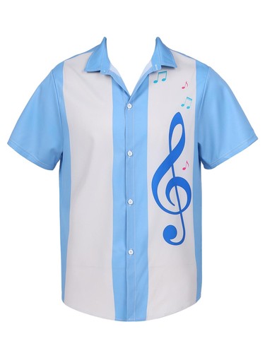 Men Rockabilly Style Short Sleeve Fifties Bowling Casual Button-Down Camp Shirts - Picture 57 of 196