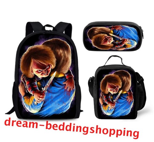 Zaino scuola Chucky gioco per bambini borsa pranzo isolata zaino astuccio portamatite set - Foto 5 di 19