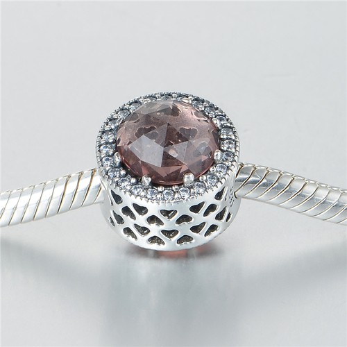 GENUINE STERLING SILVER EXQUISITE ROSE CUBIC ZIRCONIA CHARM BEAD FOR BRACELET - Picture 3 of 6