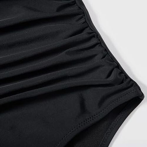 Women Slimming Ruffle One Piece Swimsuit Ruched Tummy Control XL Green/Black - Picture 7 of 7