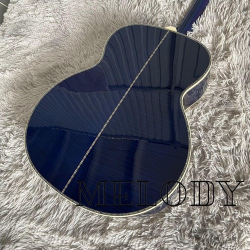 43 Inches J200 Acoustic Guitar Bone Nut Abalone Inlay Mahogany Neck Blue - Picture 5 of 10