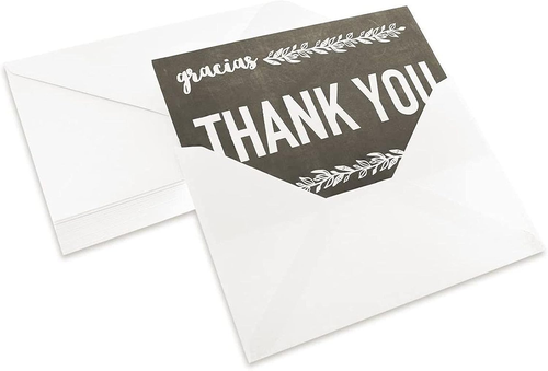 144 Stück Dankeskarten mit Umschlägen, leer 6 verschiedene Großpackung Notizen schwarz und - Bild 5 von 9