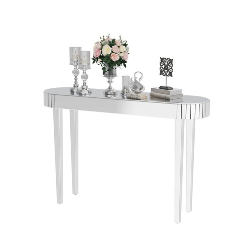 Ultra Long Silver Mirrored Entry Console Table Vanity Table Versatile Furniture - Picture 11 of 12