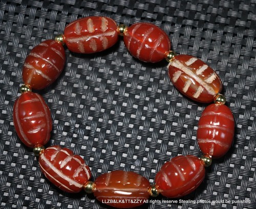 Energy Tibetan Agate Tang red Agate Turtles Totem Longevity Carving Bracelet - Picture 7 of 8