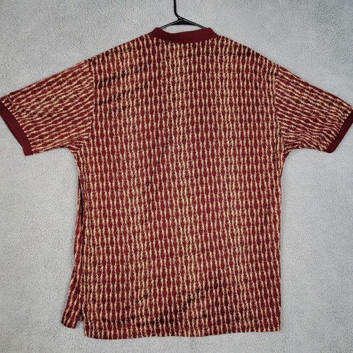 IZOD Shirt Men's XXL Maroon Biege Geometric Floral Polo Golf Short Sleeve - Picture 3 of 6