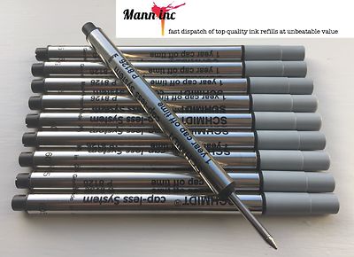 Schmidt P8126 Tintenroller-Mine ohne Kappe fein 10/6/3/2er-Packung, schwarz oder blau