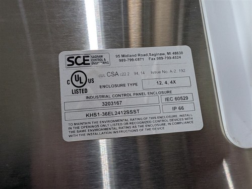 NEW SCE KHS1-36EL2412SSST Stainless Steel Sloping Top Enclosure 36x24x12" - Picture 2 of 6
