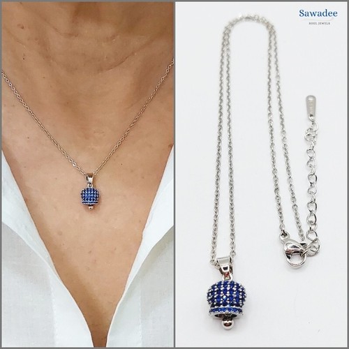 Collana con campanella capri catenina con ciondolo campanella con zirconi blu - Picture 1 of 9