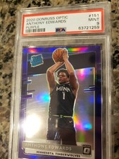 🔥📈🔥2020 Donruss Optic Anthony Edwards PURPLE Refractor ROOKIE RC PSA 9 Rare