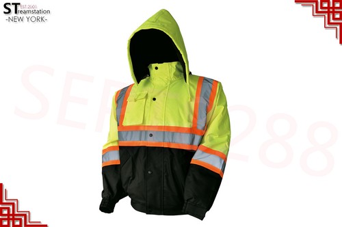 Hi-Vis Insulated Safety Bomber Reflective Winter Jacket Coat with Lining - Picture 13 of 16
