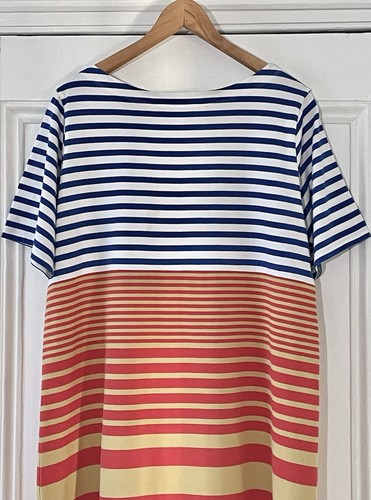 MARNI Uniqlo Women’s Blue White Red Mustard Striped T-Shirt Dress XL UK 16 EU 44 - Picture 10 of 13