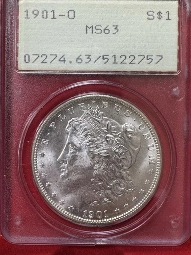1901-O $1 PCGS  MS63  - Morgan Silver Dollar Old Rattler Green Holder