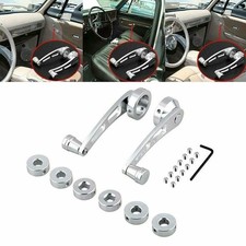Universal Chrome Billet Aluminum Manual Door Handle Crank Window Winder Car Set