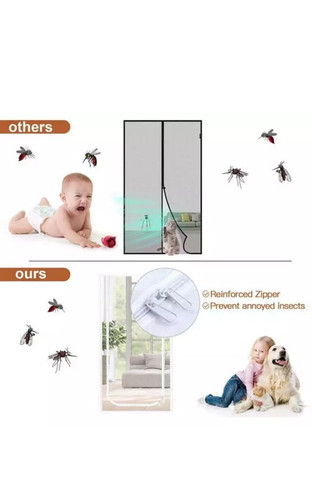 Malla de pantalla a prueba de mascotas de alta resistencia reforzada puerta de pantalla para gatos con cremallera bilateral - Imagen 4 de 6