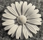 Vintage 1960s Style Brooch Pin Flower White Gold Tone Back Costume Jewelry