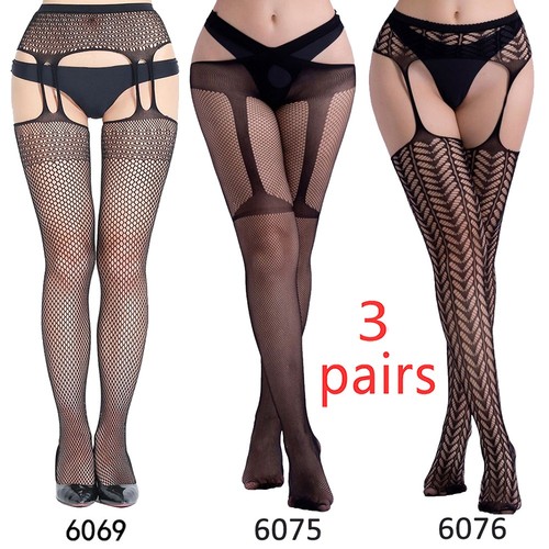 Cytherea 3 pairs Ladies Sexy Lace Pantyhose Tights fishnet Stockings Oversized - 第 7/51 張圖片