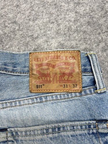 Levis 511 Jeans Mens 31x31 White Oak Cone Denim Selvedge Distressed Raw Edge - Picture 10 of 15