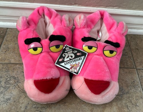 VTG 1987 Plush 25th Anniversary PINK PANTHER SLIPPERS Adult 24K Company  Small - Picture 3 of 8
