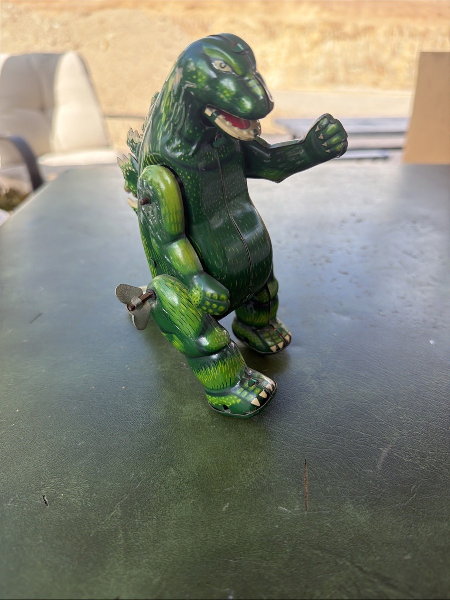 Rare Vintage!! Billiken Shokai Green Godzilla Tin Toys Made in