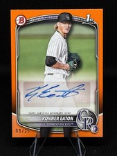 2025 Bowman 1st Bowman Konner Eaton SSP Orange Auto #09/25 Rockies #BPA-KE