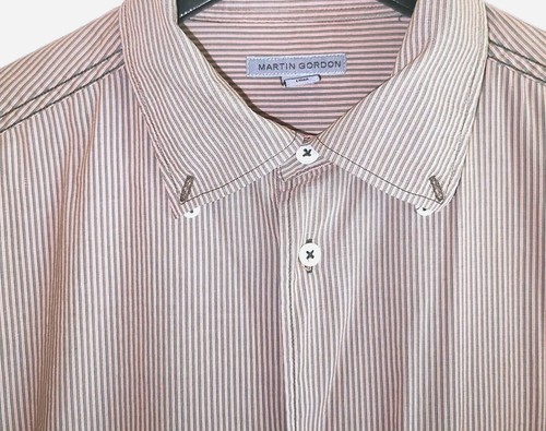 Martin Gordon Mens Large Long Sleeve Button Front Shirt Striped - Picture 3 of 9