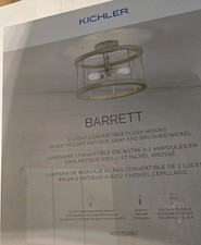 KICHLER Barrett 14 in. 2-Light Hallway Convertible Flush Mount Ceiling Light NEW