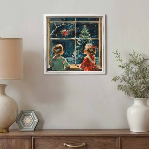 Creative Products Vintage Christmas Window Scene 16 x 16 White Framed Print - Picture 4 of 5