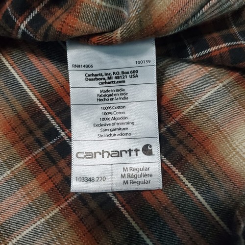 Carhartt Men's Brown Plaid Flannel Shirt Long Sleeve Original Fit Workwear Sz M - Picture 4 of 6