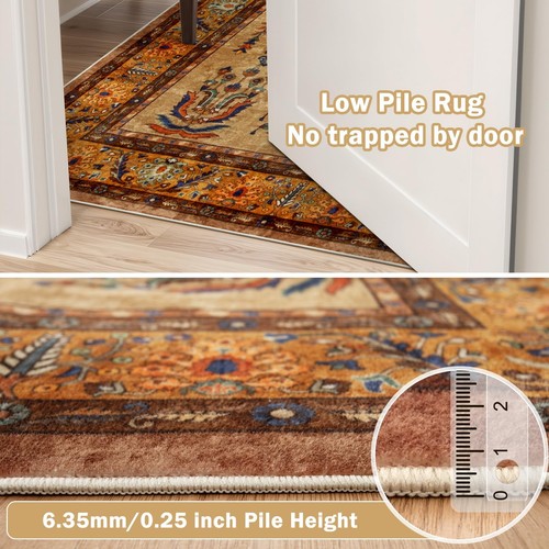 Beeiva Vintage 6x9 Brown Area Rugs, Washable Living Room Rugs Indoor Floor Ca... - Picture 5 of 7