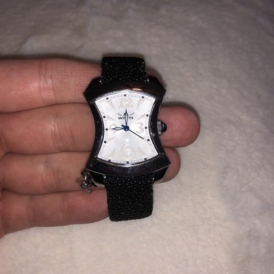 Invicta Swiss Hourglass Stingray Watch Model 2431 Black Silver