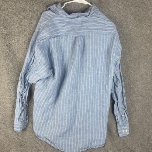 Brooks Brothers Hemd Herren XL blau weiß gestreift Irish Linen Langarm Freizeit - Bild 12 von 13