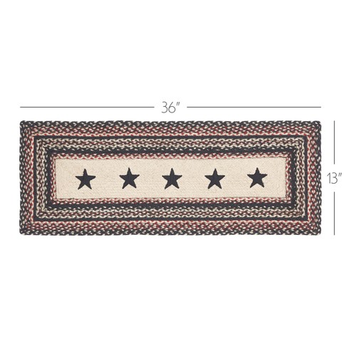 Primitive Colonial Star Table Runner, Tan Black Red, Jute Blend, Rectangle, 1... - Picture 2 of 5