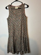 Anthropologie Maeve Westwater Chevron Knit Dress Small Multicolor Zigzag Boho