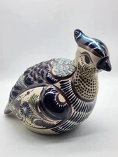 Large Tonala Folk Art Mexico Quail Bird 9"H x 7"W Hand Painted Multicolor