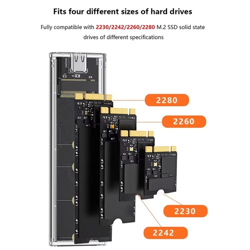 RGB M.2 NVMe SATA SSD Enclosure 10gbps Dual Protocol NVME/NGFF Hard Drive3563 - Afbeelding 4 van 8