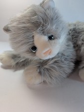 Ty Classic Lyric Cat Plush Gray White Long Hair Kitten 14  2005 Soft Cuddly Toy